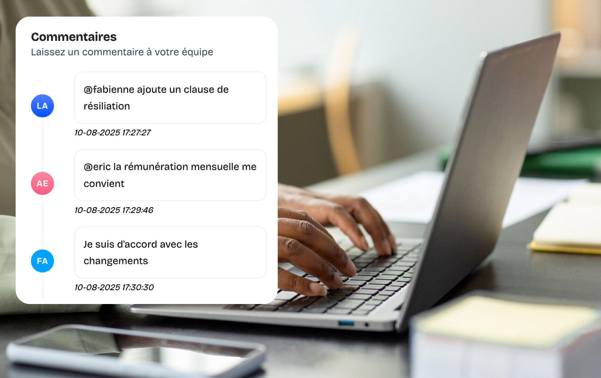 Commentaires contextuels sur contrats